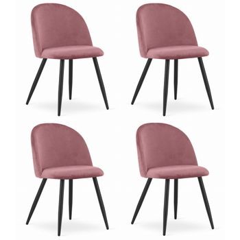 Set De 4 Silla De Comedor Terciopelo Valora Bello Asiento De Terciopelo Rosa Oscuro