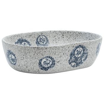 Lavabo Sobre Encimera | Lavabo De Baño Moderno Ovalado Cerámica Gris Y Azul 47x33x13 Cm