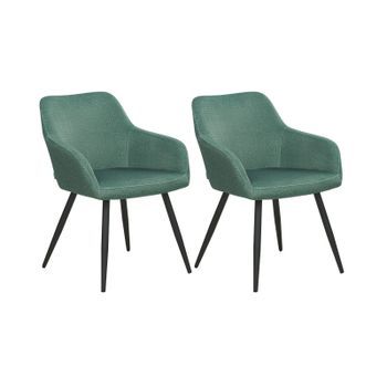 Conjunto De 2 Sillas De Comedor De Estilo Moderno En Color Verde Fabricadas En Terciopelo Con Patas De Metal Casmalia