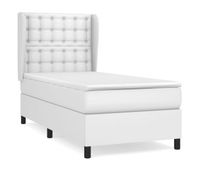 cama box spring con colchon cuero sintetico blanco 90x190 cm botones