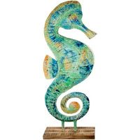 figura caballito de mar hierro 163cm con base madera