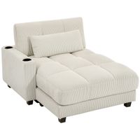 homcom sofa cama con cojin espuma convertible en cama portavasos blanco crema