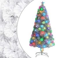 arbol de navidad artificial con luces fibra optica blanco 120cm vidaxl