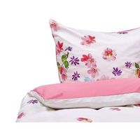 juego de funda nordica y funda de almohada blanco y rosa 155 x 220 cm de algodon larynhill