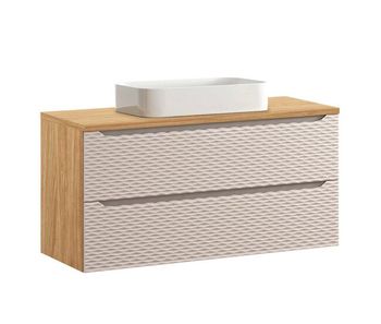 Mueble lavabo individual 120cm 2 cajones elora beige y madera