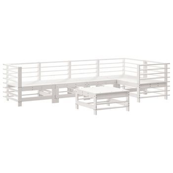 Juego De Muebles De Jardín 6 Piezas | Mobiliario De Jardín Madera Maciza Pino Blanco