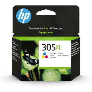 HP 305XL 3YM63AE Tricolor Cartucho de Tinta de Alta Capacidad Original Compatible con Impresoras de Inyección de Tinta HP DeskJet 2810, 2820, 2710, 2720, 2721; HP Deskjet Plus 4110, 4120, 4130; HP