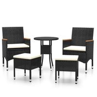 conjunto de muebles de jardin 5 uds  mesa y sillas ratan sintetico negro
