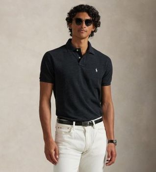 Polo Ralph Lauren para hombre. 710680784011 Polo de piqué Custom Fit negro (XXL), Algodón, Manga corta