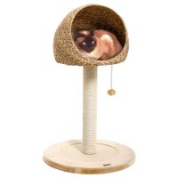 karlie banana leaf little den scratching post - natural beige