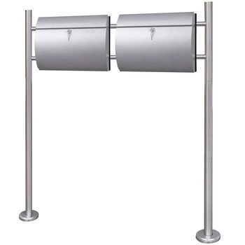 Conjunto De 2 Buzones Con Soporte De Acero Inoxidable Vidaxl