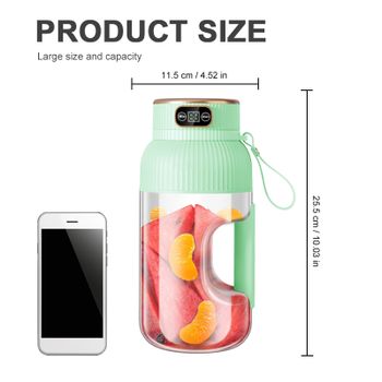 Vaso exprimidor eléctrico portátil de 1000 ml, licuadora inalámbrica recargable por USB con batería incorporada, máquina para hacer batidos y smoothies para viajes y campamentos al aire libre, mini