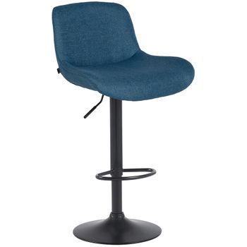 Taburete De Bar Solon Negro Tela Azul 50x50x85 Cm Clp