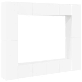 Set De Muebles De Salón Tv 8 Piezas Madera De Ingeniería Blanco Vidaxl