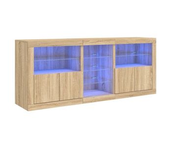 Vidaxl aparador con luces led roble sonoma 162x37x67 cm
