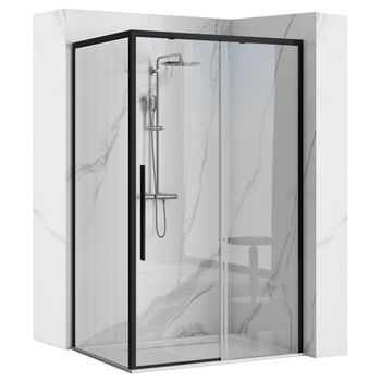 Cabina De Ducha Rea Solar Black 90x90 + Plato De Ducha Savoy Black