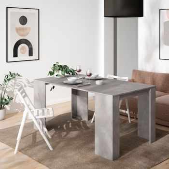 Consola extensible efecto madera cemento 160x90x77cm