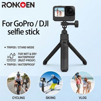 Ronkoen TZ-12 para GoPro/Insta360/DJI Osmo Action 3/4/5Pro, Palo Selfie Extensible de 40CM, Trípode para Vlog, Ciclismo, Esquí, Viajes
