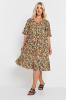 yours vestido cintura alta de flores naranjas  mujer curvy y tallas grandes yours