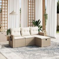 conjunto de sofas jardin con cojines 4 uds  mueble jardin mesa y sillas ratan sintetico beige cfw725957
