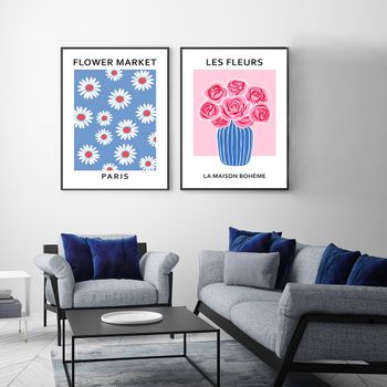 Set de 2 cuadros 047, marco premium chapado en roble, 50x70 cm