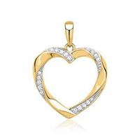 14 quilates colgante oro amarillo corazon 19 diamantes