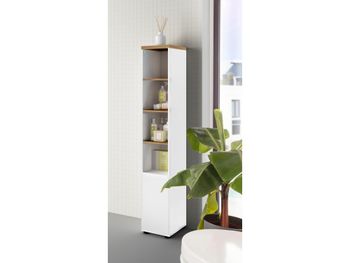Mueble con 1 puerta y 3 estantes en mdf blanco y roble