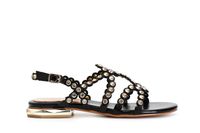 sandalias de tiras multiples y pedreria black