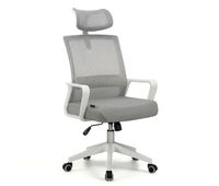 silla de oficina ergonomica en blanco y gris 111-121x51 cm dafne tex