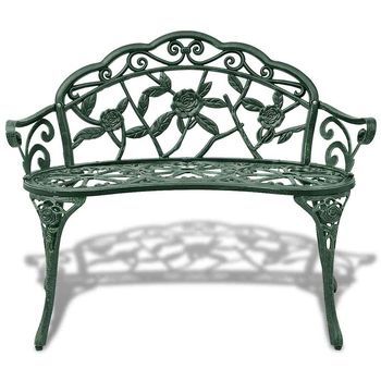 Banco De Jardín | Banco De Exterior | Silla De Jardín De Aluminio Fundido Verde 100 Cm