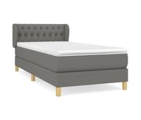 cama box spring con colchon tela gris oscuro 90x190 cm diseno de botones