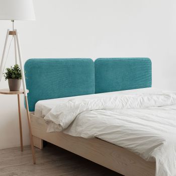 Dhome Cabecero Tapizado En Pana Liso Redondeado Para Pared Acústicos Cabeceros Absorbentes Cabezal Cama Dormitorio (turquesa, 220cm Dual)