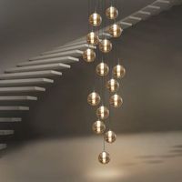 nettlife lampara colgante de cristal ambar moderna diam41cm g9 escalera lampara de arana ajustable en altura 15 bombillas lampara de de para