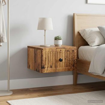 Mesita De Noche De Pared 2 Uds - Mueble Dormitorio - Madera - Envejecida (33x34.5x20cm)