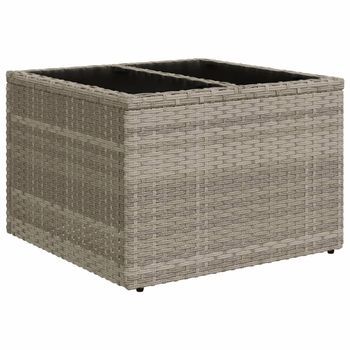 Mesa Jardín，mesa Para Exteriores，mesa De Patio Superficie Vidrio Ratán Pe Gris Claro 55x55x37 Cm