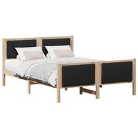 cama matrimonial  cama para adulto  estructura de cama con cabecera marron y negro 135 x 190 cm