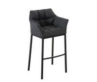 taburete de bar damaso tela con base de cuatro patas gris oscuro 48x64x110 cm