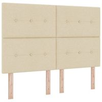 cama tipo box spring con tiras led crema 160 x 200 cm tela vidaxl