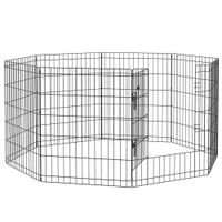 pawhut corralito plegable para perros de 8 paneles 76x61 cm configurable con puerta y doble cerradura ideal para jardin patio negro   aosom espana