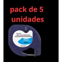 5 compatibles dymo letratag 91205 s0721650 cinta de etiquetas para rotuladora - texto negro sobre fondo azul -