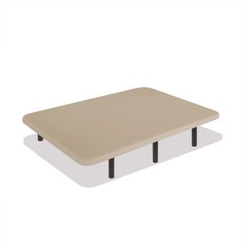 Base Tapizada Beige 120 X 190 Cm, Dreamnite, Tejido 3d Antideslizante, Estructura 30x40mm, 5 Barras Transversales, Con Patas 20cm