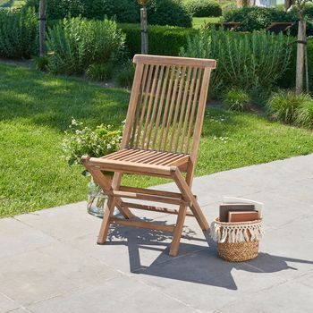 Silla De Jardín Plegable De Madera De Teca Maciza Aceitada