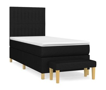 Cama box spring con colchón tela negro 80x200 cm rayas verticales