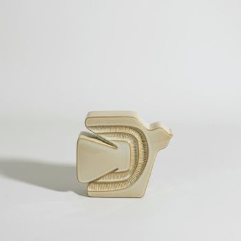 Figura decorativa de pájaro de gres beige, 15 cm