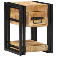 mesita de noche 2 uds - mueble para dormitorio - madera de mango y acero - marron 30x30x40cm