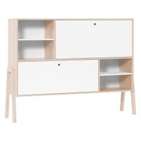 aparador 2 puertas abatibles l160 cm - blanco y beige