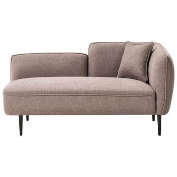 Chaise Longue Derecho De Tela Con Cojín Patas De Metal Marrón Claro Chevannes