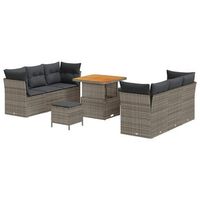 conjunto de sofa de jardin con cojin 9 pcs gris ratan sintetico vidaxl