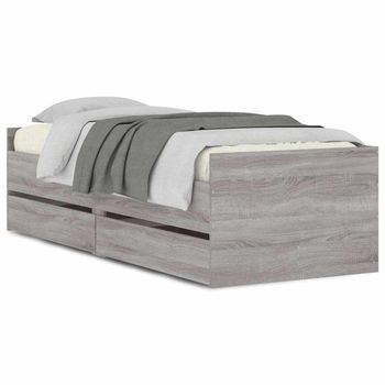 Estructura De Cama Con Cajones Gris Sonoma 90x190 Cm Vidaxl