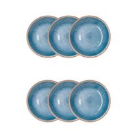 set 6 platos hondos porcelana azul 20 cm